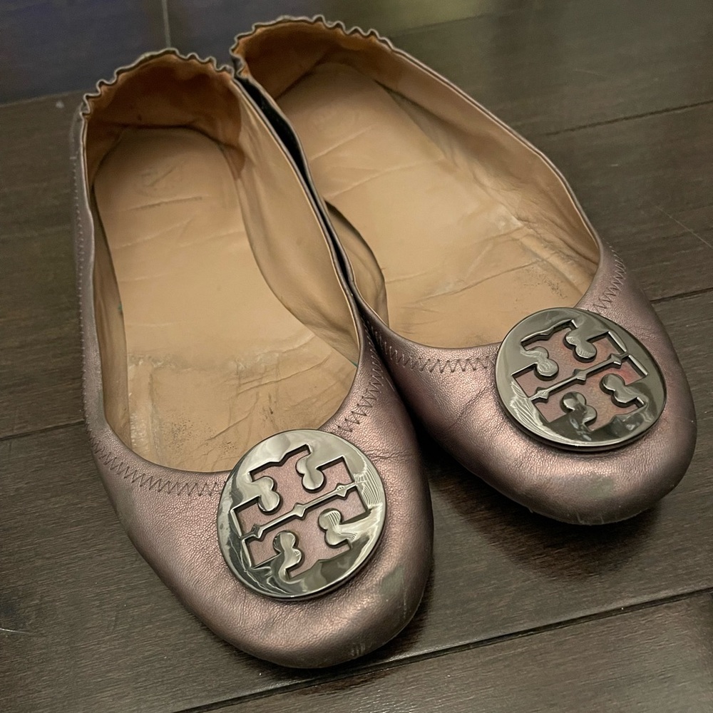Tory Burch Silver Ballet Flats
